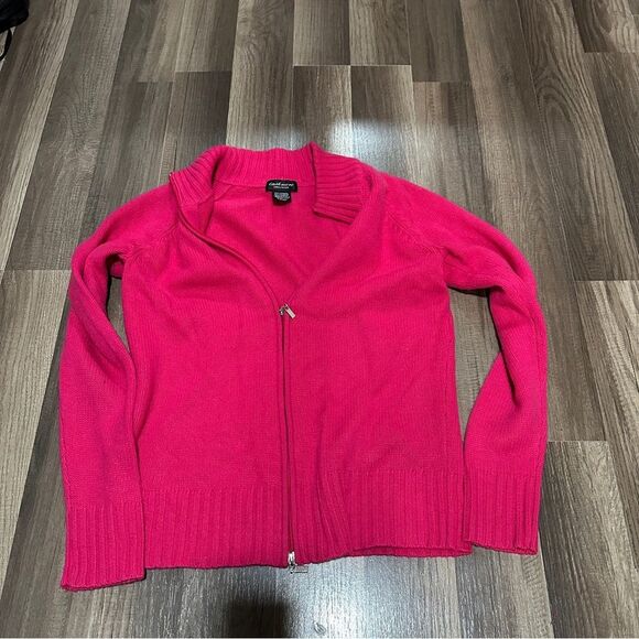 Lord & Taylor Fuchsia Zip-Up Cashmere Cardigan size S - Picture 1 of 8